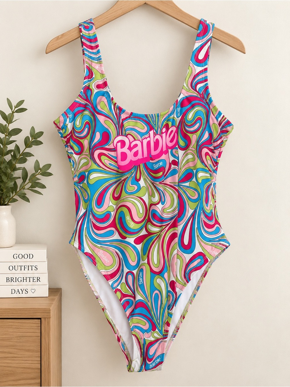 Barbie Womens Multicolor Swirl One-Piece Swim Suit